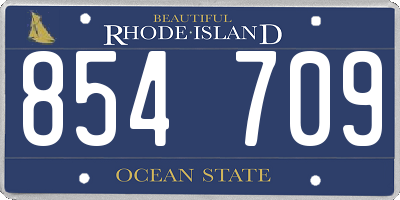 RI license plate 854709