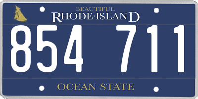 RI license plate 854711