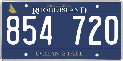 RI license plate 854720