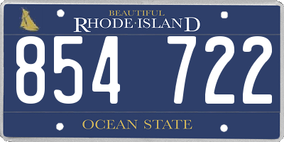 RI license plate 854722