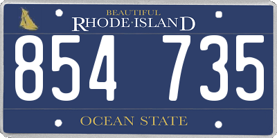 RI license plate 854735