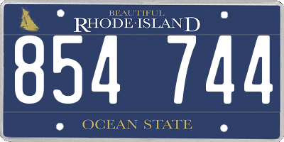 RI license plate 854744