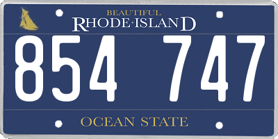 RI license plate 854747