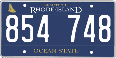 RI license plate 854748