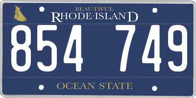 RI license plate 854749