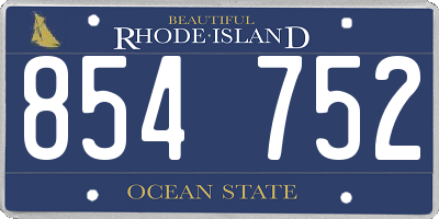 RI license plate 854752