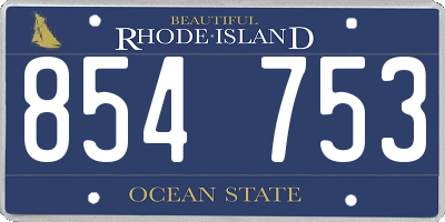 RI license plate 854753