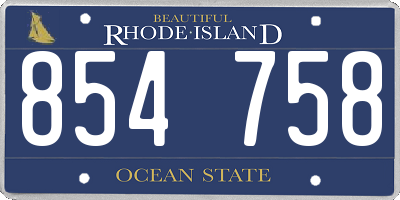 RI license plate 854758