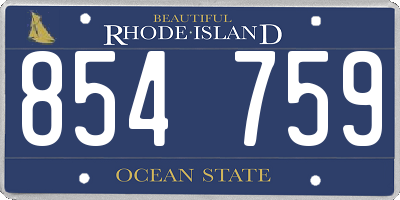 RI license plate 854759