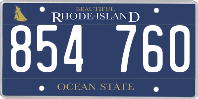 RI license plate 854760