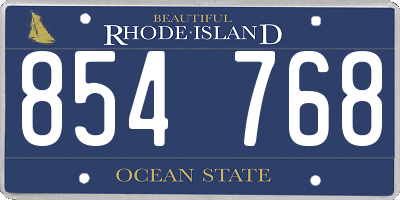 RI license plate 854768