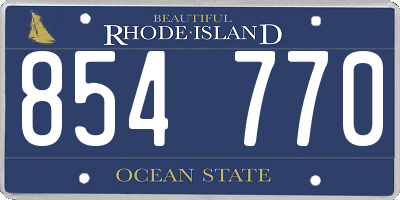 RI license plate 854770