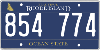 RI license plate 854774