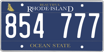RI license plate 854777