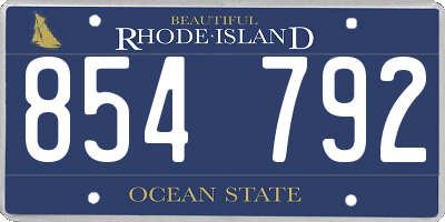 RI license plate 854792