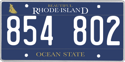 RI license plate 854802