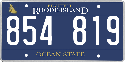 RI license plate 854819