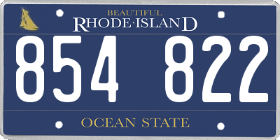 RI license plate 854822