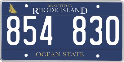 RI license plate 854830