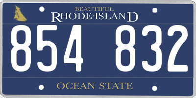 RI license plate 854832