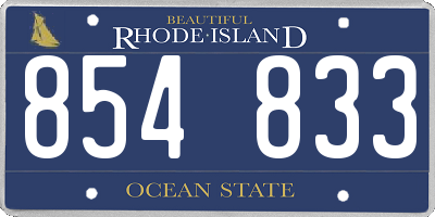 RI license plate 854833