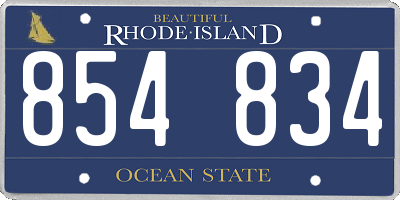 RI license plate 854834