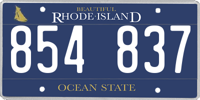 RI license plate 854837