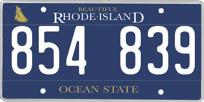 RI license plate 854839