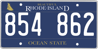 RI license plate 854862