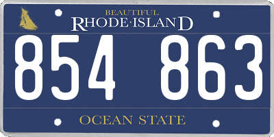 RI license plate 854863