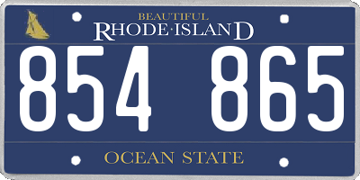 RI license plate 854865