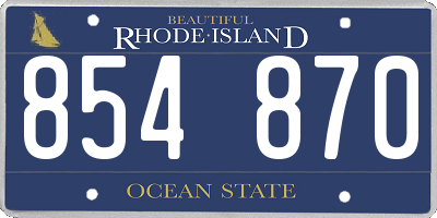 RI license plate 854870
