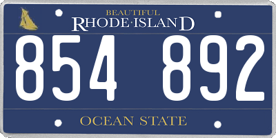RI license plate 854892