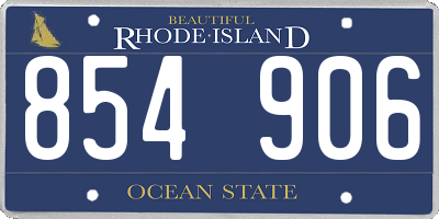 RI license plate 854906