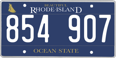 RI license plate 854907