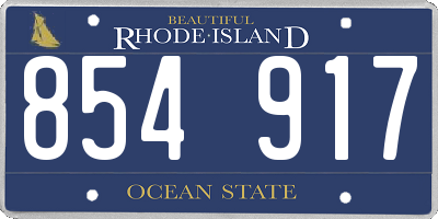 RI license plate 854917