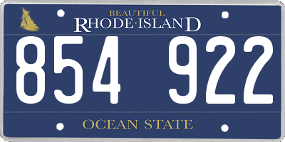 RI license plate 854922