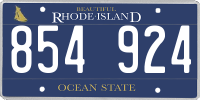 RI license plate 854924