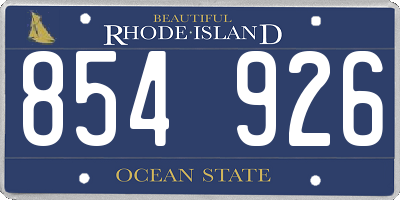 RI license plate 854926