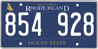 RI license plate 854928