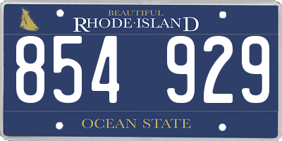 RI license plate 854929