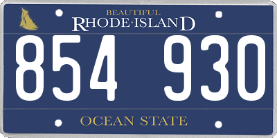 RI license plate 854930