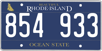 RI license plate 854933