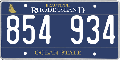 RI license plate 854934