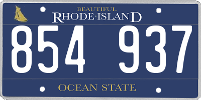 RI license plate 854937