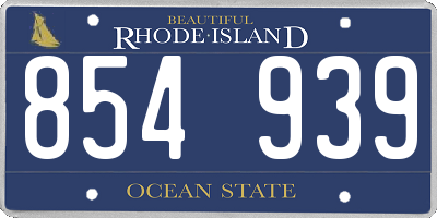 RI license plate 854939