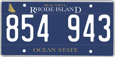 RI license plate 854943