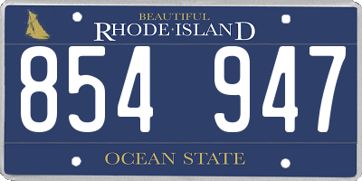 RI license plate 854947