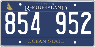 RI license plate 854952