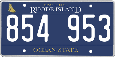 RI license plate 854953